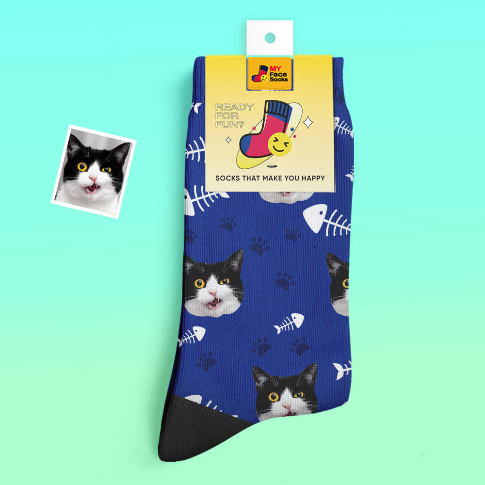 Custom Thick Socks Photo 3D Digital Printed Socks Autumn Winter Warm Socks Cat - MyFaceSocksAu