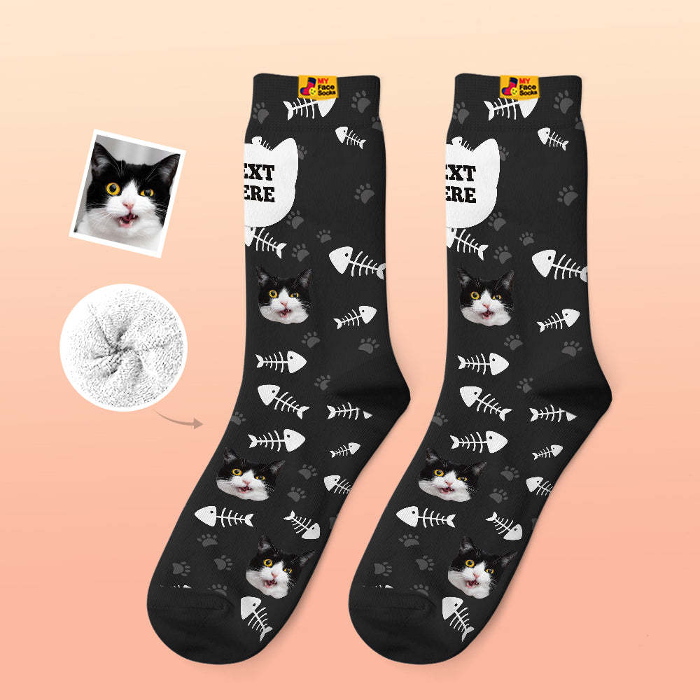 Custom Thick Socks Photo 3D Digital Printed Socks Autumn Winter Warm Socks Cat - MyFaceSocksAu