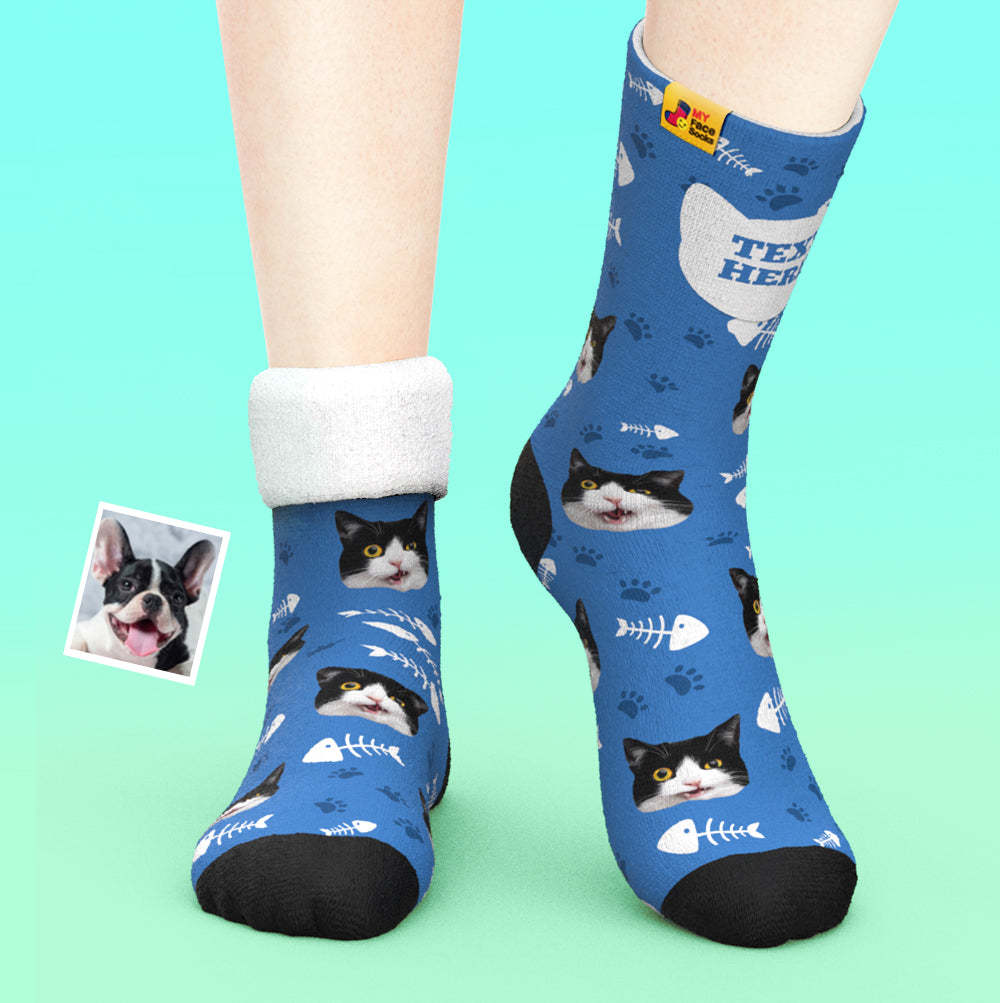 Custom Thick Socks Photo 3D Digital Printed Socks Autumn Winter Warm Socks Cat - MyFaceSocksAu