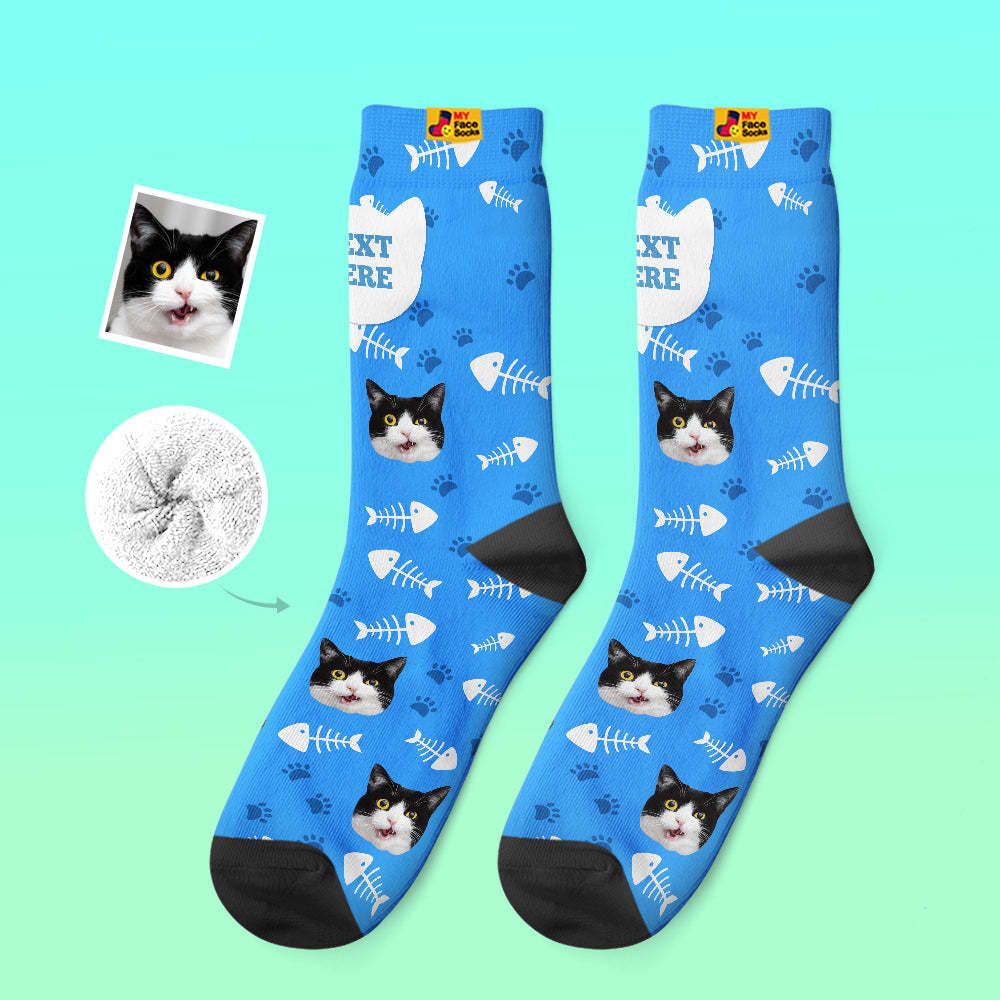 Custom Thick Socks Photo 3D Digital Printed Socks Autumn Winter Warm Socks Cat - MyFaceSocksAu