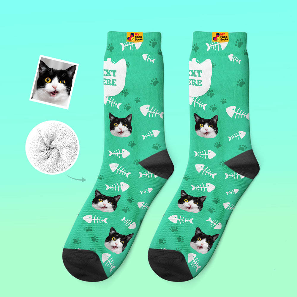 Custom Thick Socks Photo 3D Digital Printed Socks Autumn Winter Warm Socks Cat - MyFaceSocksAu