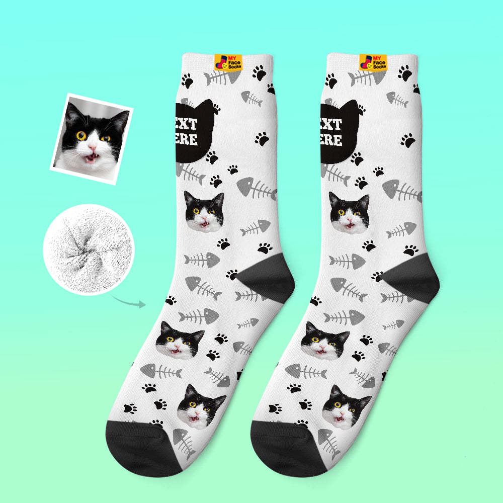 Custom Thick Socks Photo 3D Digital Printed Socks Autumn Winter Warm Socks Cat - MyFaceSocksAu