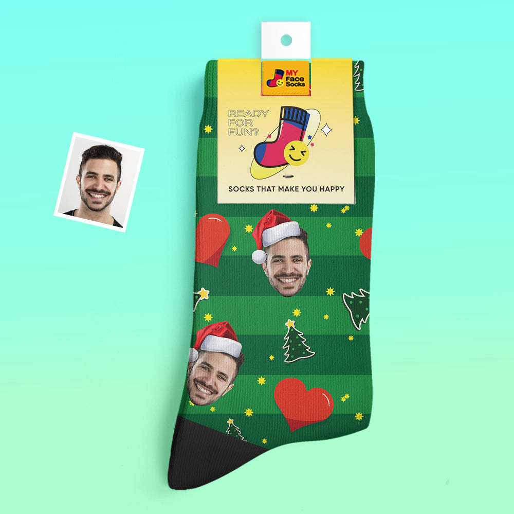 Custom Thick Socks Photo 3D Digital Printed Socks Autumn Winter Warm Socks Heart Christmas Gift - MyFaceSocksAu
