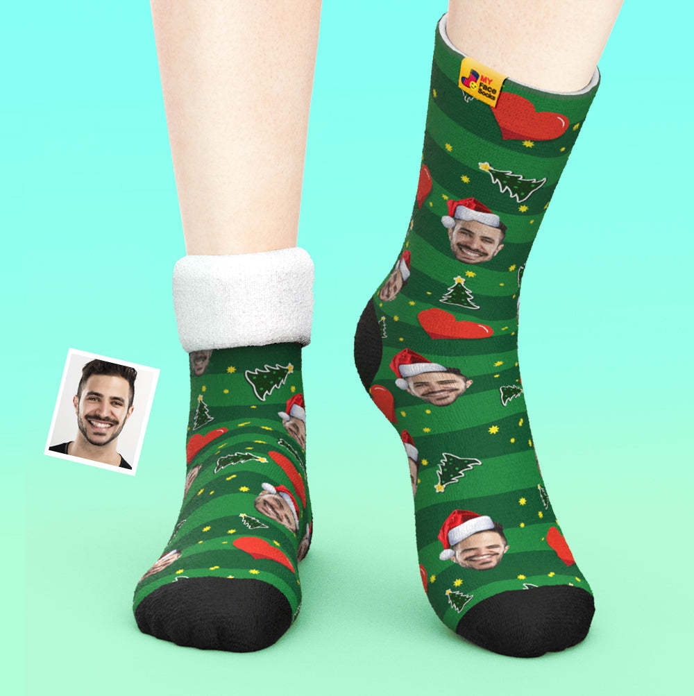 Custom Thick Socks Photo 3D Digital Printed Socks Autumn Winter Warm Socks Heart Christmas Gift - MyFaceSocksAu