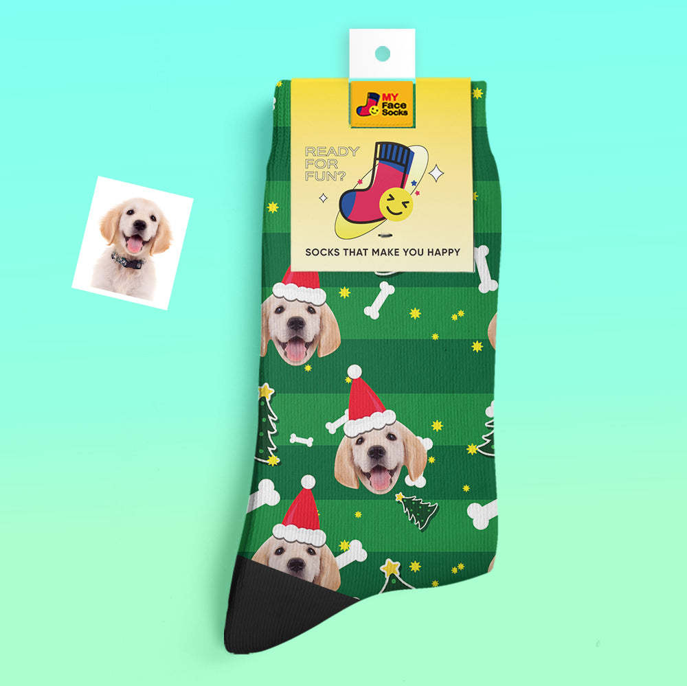Custom Thick Socks Photo 3D Digital Printed Socks Autumn Winter Warm Socks Santa Dog - MyFaceSocksAu