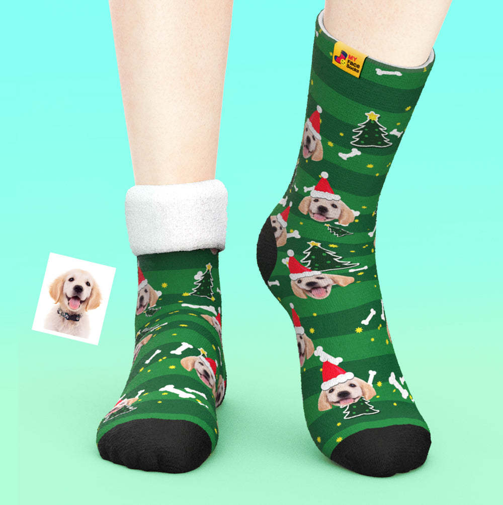 Custom Thick Socks Photo 3D Digital Printed Socks Autumn Winter Warm Socks Santa Dog - MyFaceSocksAu