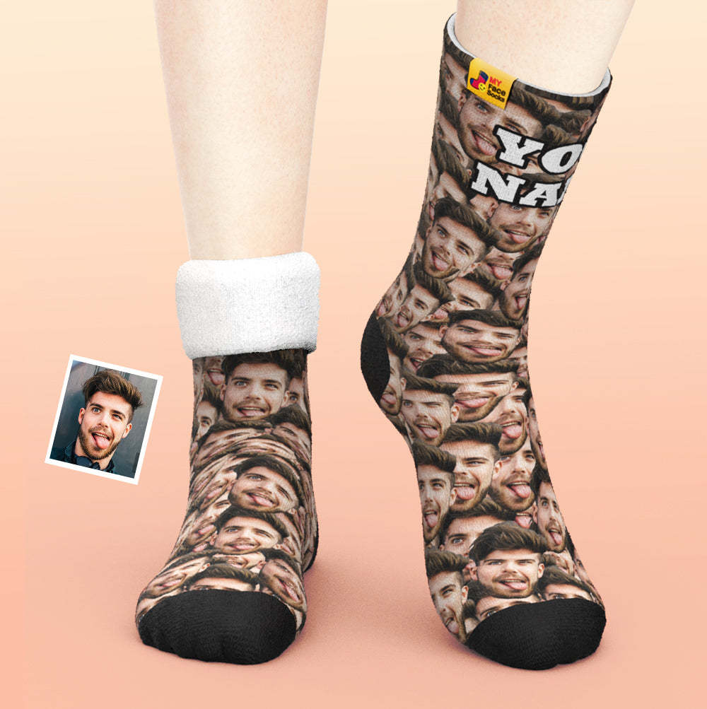 Custom Thick Socks Photo 3D Digital Printed Socks Autumn Winter Warm Socks Mash Face - MyFaceSocksAu