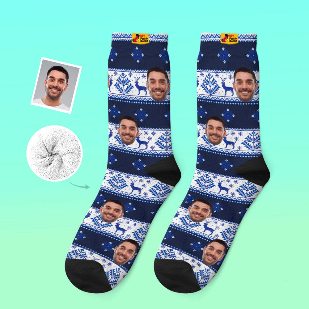 Custom Thick Socks Photo 3D Digital Printed Socks Autumn Winter Warm Socks over Nordic Pattern - MyFaceSocksAu