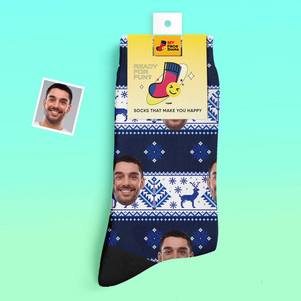 Custom Thick Socks Photo 3D Digital Printed Socks Autumn Winter Warm Socks over Nordic Pattern - MyFaceSocksAu