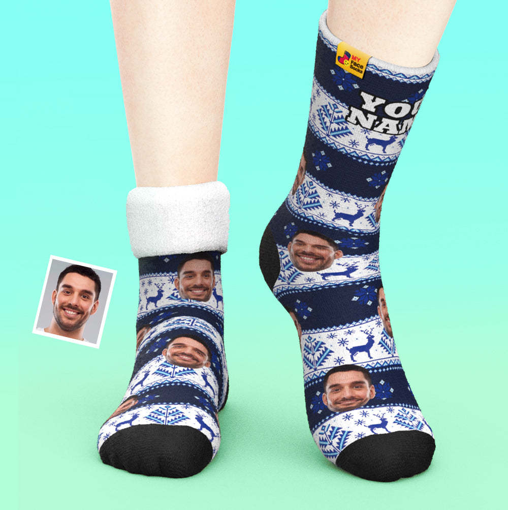 Custom Thick Socks Photo 3D Digital Printed Socks Autumn Winter Warm Socks over Nordic Pattern - MyFaceSocksAu