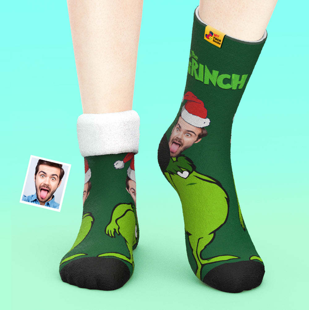 Custom Thick Socks Photo 3D Digital Printed Socks Autumn Winter Warm Socks Grinch - MyFaceSocksAu