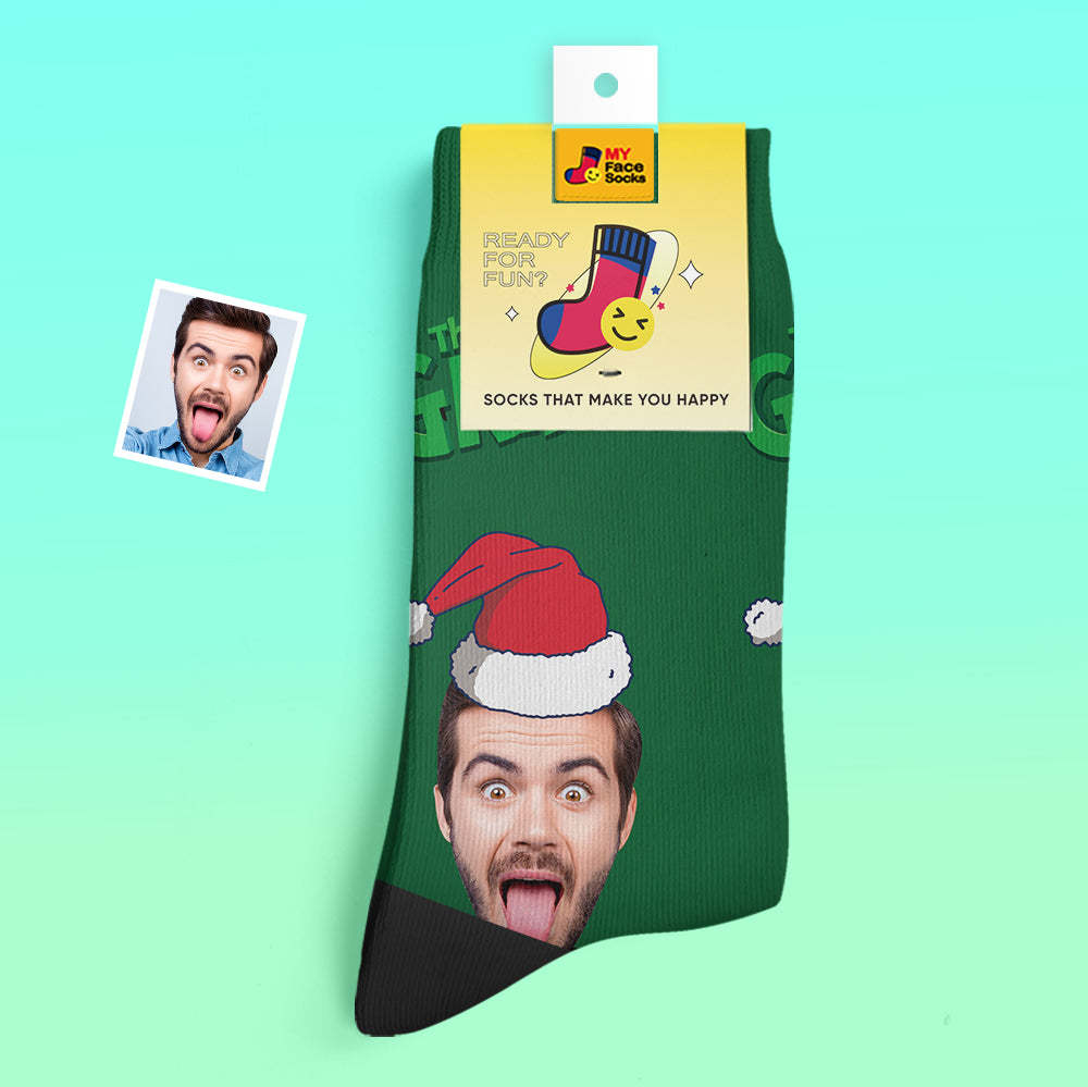 Custom Thick Socks Photo 3D Digital Printed Socks Autumn Winter Warm Socks Grinch - MyFaceSocksAu