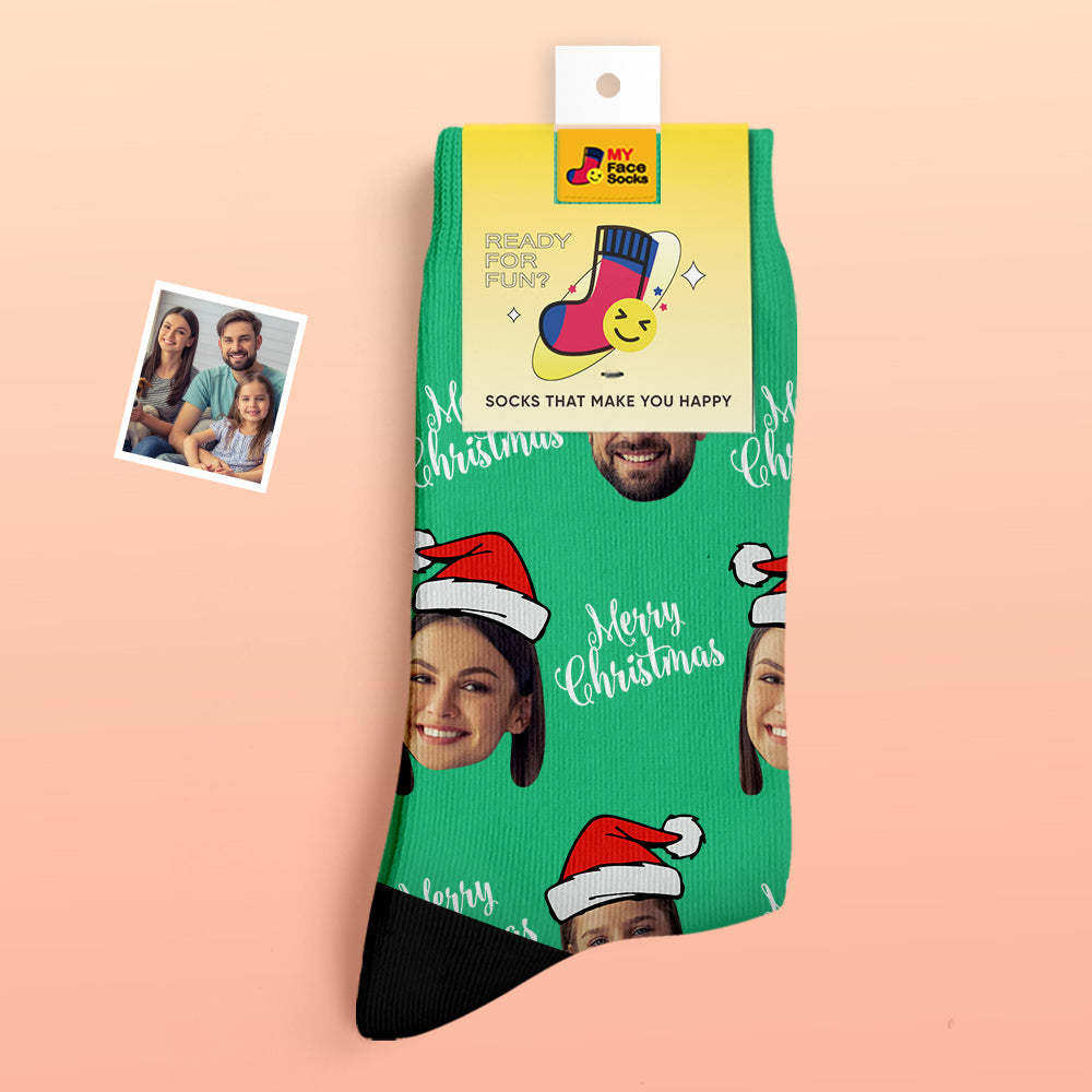 Custom Thick Socks Photo 3D Digital Printed Socks Autumn Winter Warm Socks Merry Christmas - MyFaceSocksAu