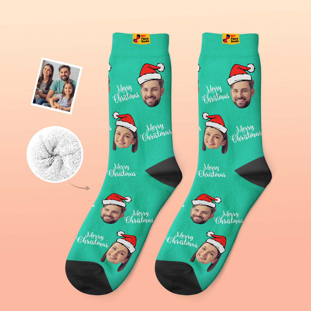 Custom Thick Socks Photo 3D Digital Printed Socks Autumn Winter Warm Socks Merry Christmas - MyFaceSocksAu