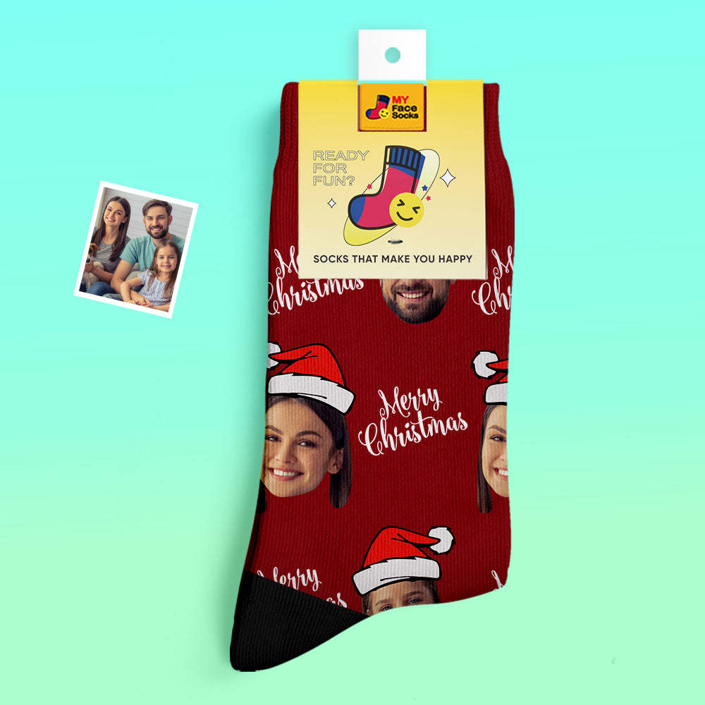 Custom Thick Socks Photo 3D Digital Printed Socks Autumn Winter Warm Socks Merry Christmas - MyFaceSocksAu