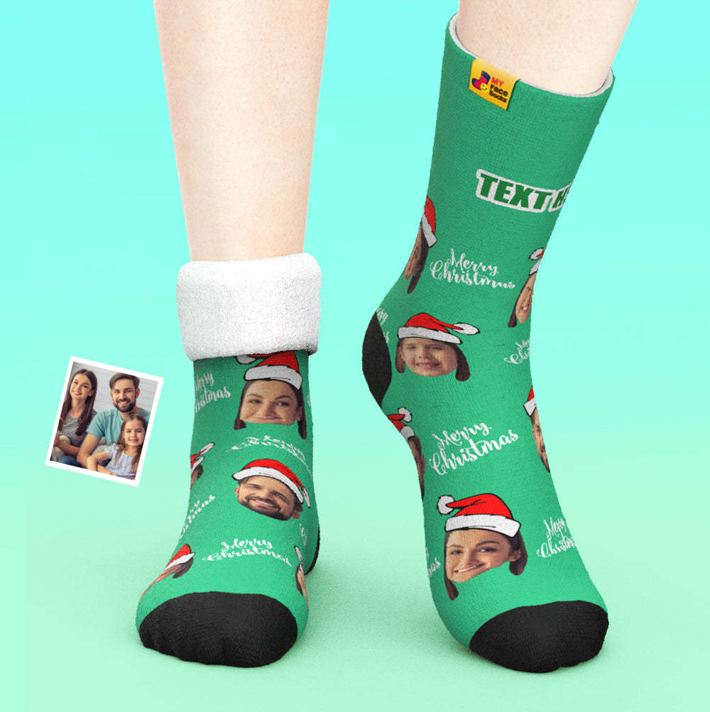 Custom Thick Socks Photo 3D Digital Printed Socks Autumn Winter Warm Socks Merry Christmas - MyFaceSocksAu