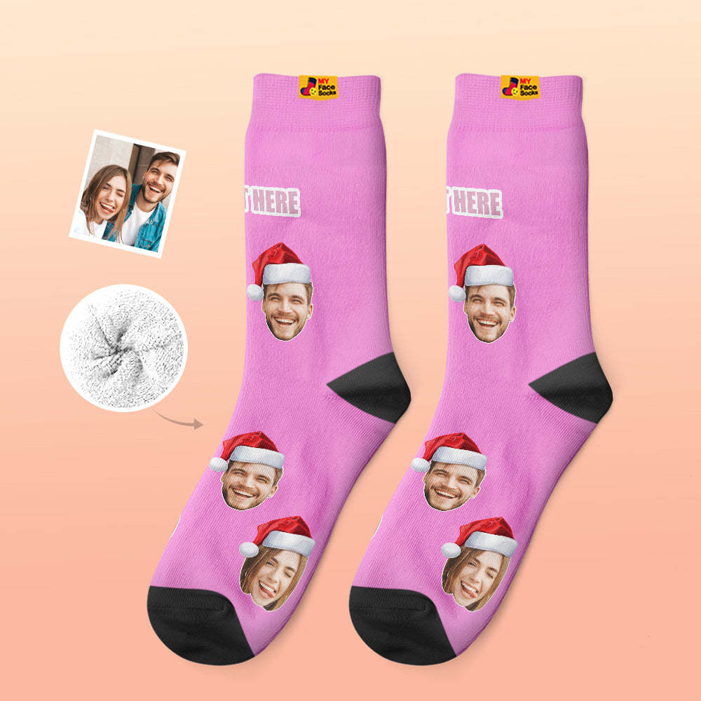 Custom Thick Socks Photo 3D Digital Printed Socks Autumn Winter Warm Socks Wear Santa Hat - MyFaceSocksAu