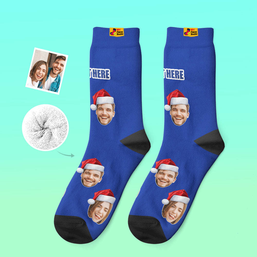 Custom Thick Socks Photo 3D Digital Printed Socks Autumn Winter Warm Socks Wear Santa Hat - MyFaceSocksAu