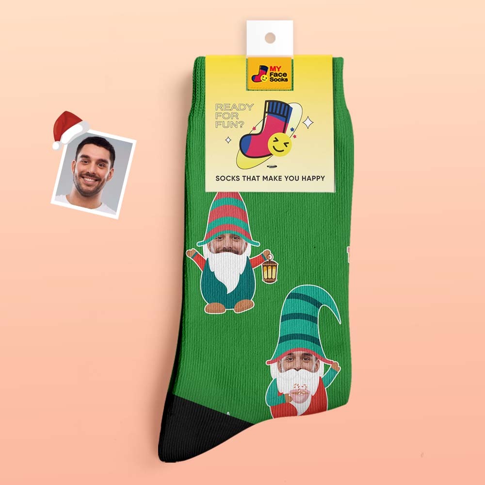 Christmas Gifts,Custom Thick Socks Photo 3D Digital Printed Socks Autumn Winter Warm Socks Gnome Socks - MyFaceSocksAu