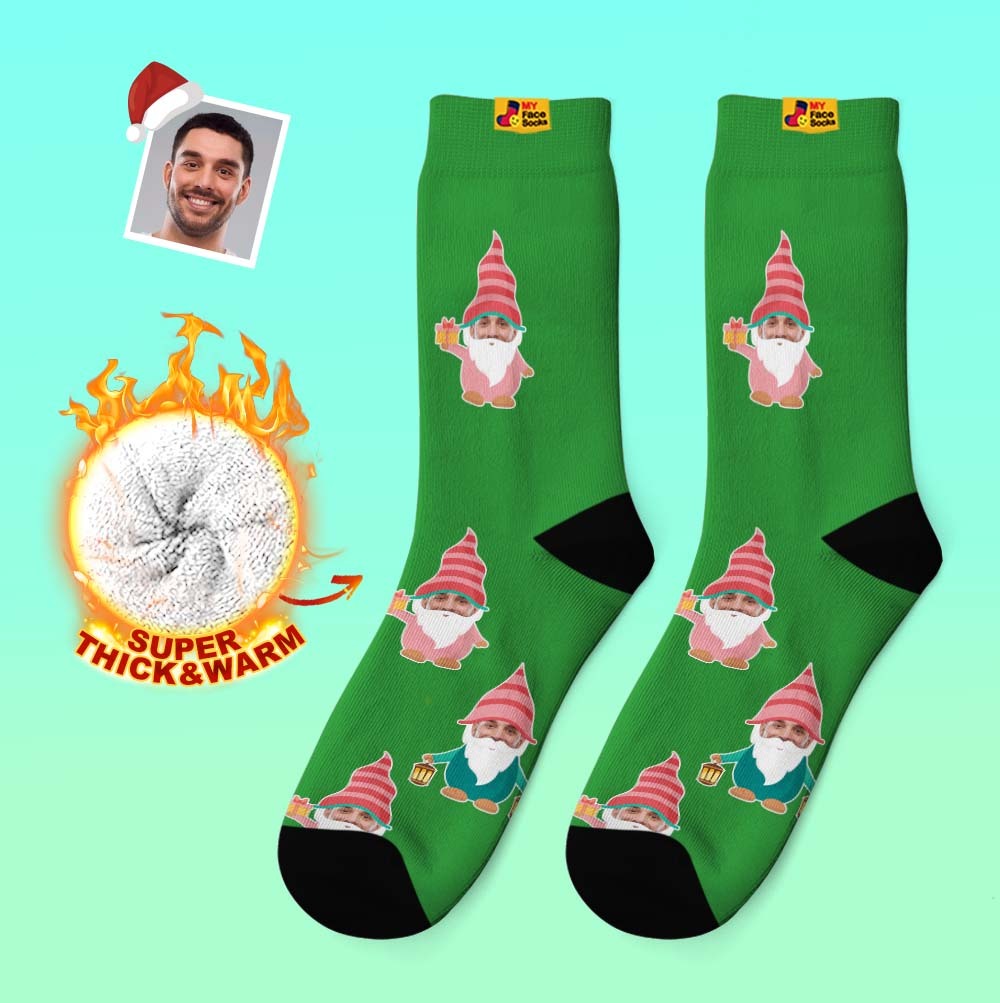 Christmas Gifts,Custom Thick Socks Photo 3D Digital Printed Socks Autumn Winter Warm Socks Gnome Socks - MyFaceSocksAu