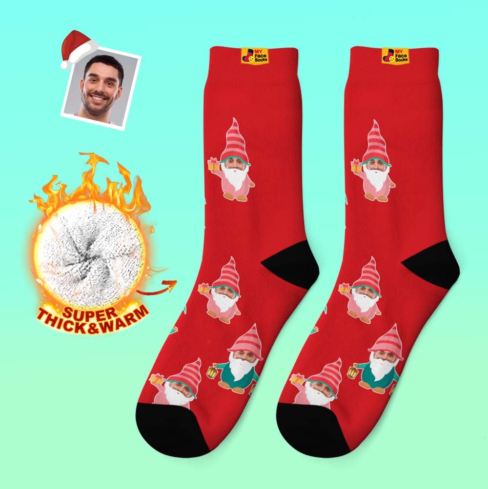 Christmas Gifts,Custom Thick Socks Photo 3D Digital Printed Socks Autumn Winter Warm Socks Gnome Socks - MyFaceSocksAu