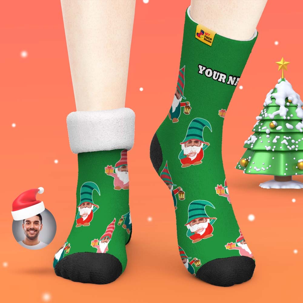 Christmas Gifts,Custom Thick Socks Photo 3D Digital Printed Socks Autumn Winter Warm Socks Gnome Socks - MyFaceSocksAu
