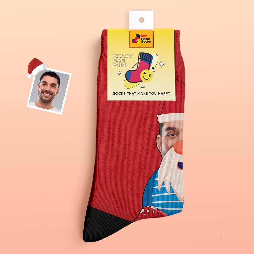 Christmas Gifts,Custom Thick Socks Photo 3D Digital Printed Socks Autumn Winter Warm Socks Christmas Gnome Mushrooms - MyFaceSocksAu