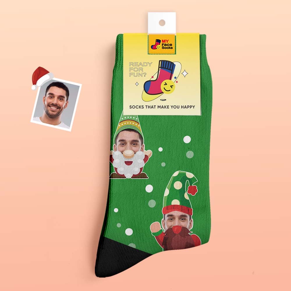 Christmas Gifts,Custom Thick Socks Photo 3D Digital Printed Socks Autumn Winter Warm Socks Bearded Gnome - MyFaceSocksAu