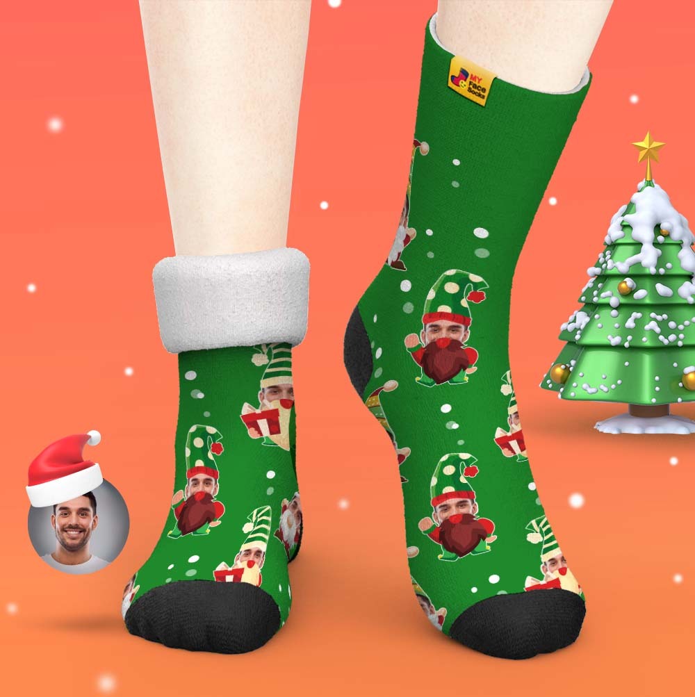 Christmas Gifts,Custom Thick Socks Photo 3D Digital Printed Socks Autumn Winter Warm Socks Bearded Gnome - MyFaceSocksAu
