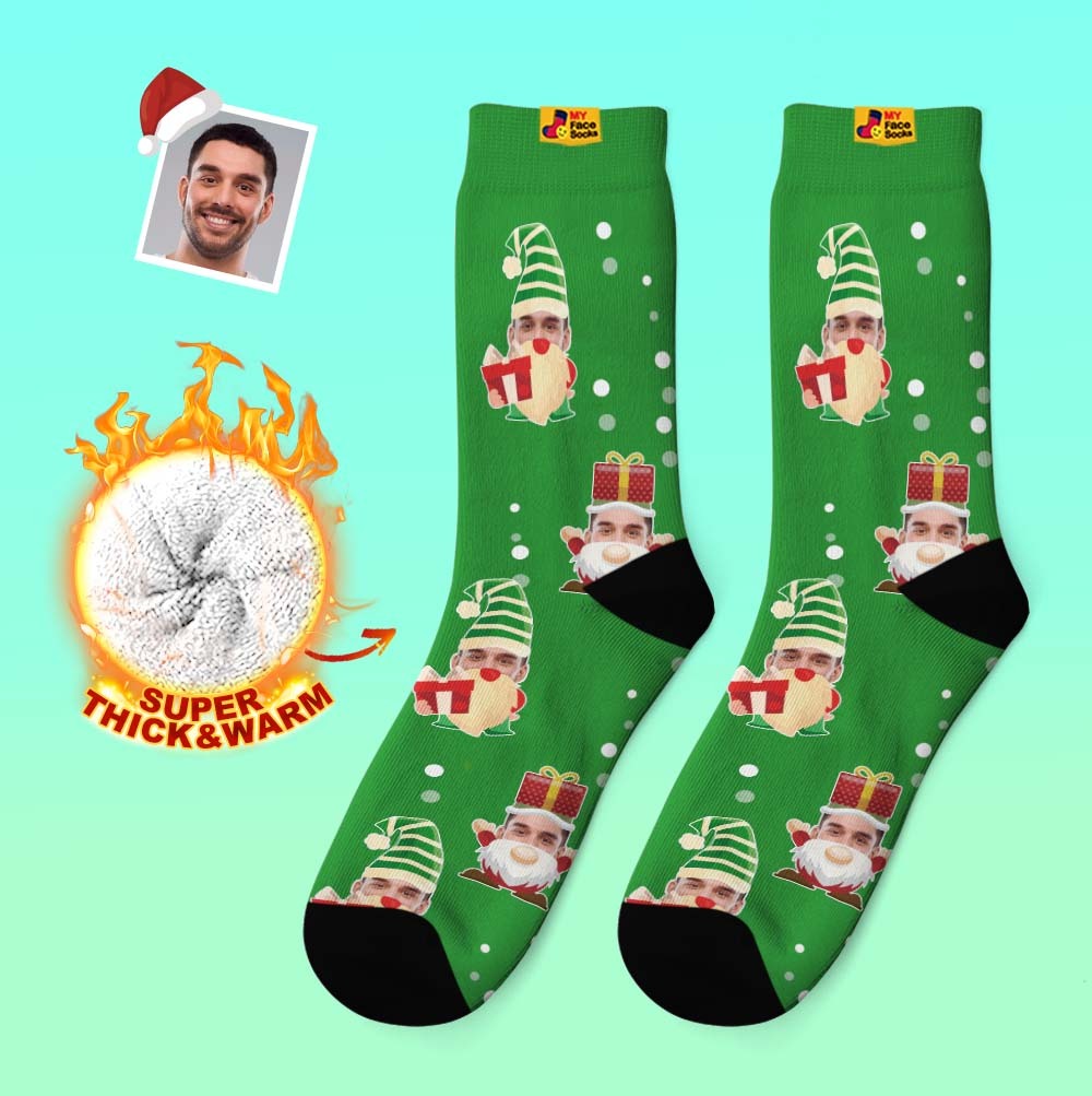 Christmas Gifts,Custom Thick Socks Photo 3D Digital Printed Socks Autumn Winter Warm Socks Bearded Gnome - MyFaceSocksAu