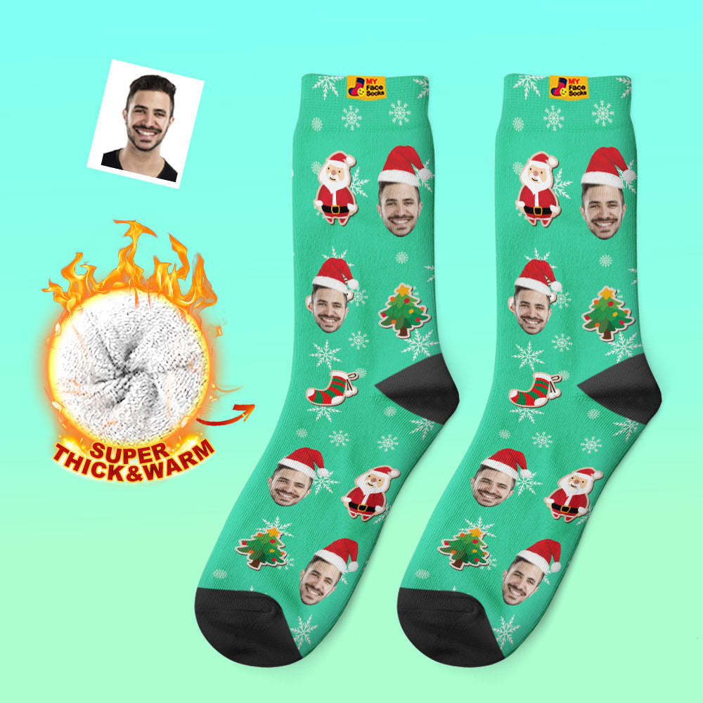 Custom Thick Socks Photo 3D Digital Printed Socks Autumn Winter Warm Socks Santa Claus Sock Christmas - MyFaceSocksAu