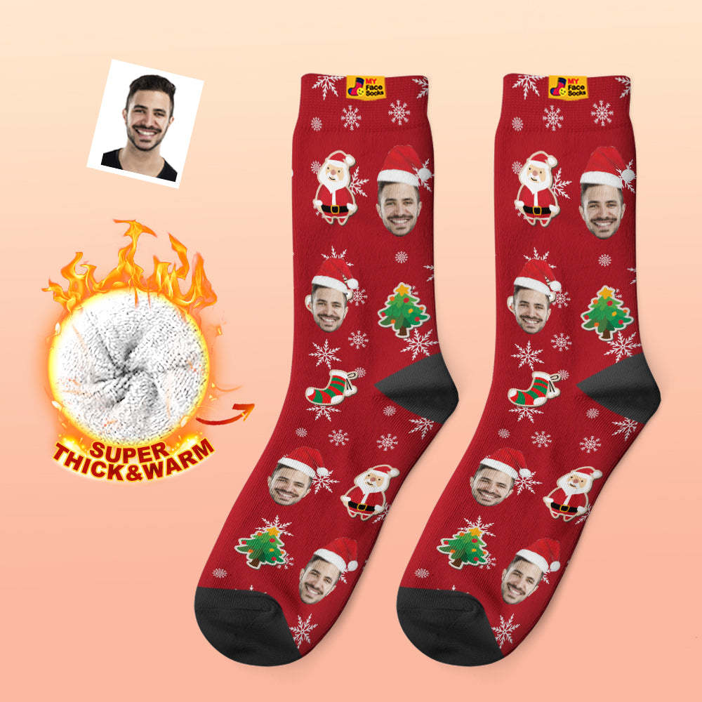 Custom Thick Socks Photo 3D Digital Printed Socks Autumn Winter Warm Socks Santa Claus Sock Christmas - MyFaceSocksAu