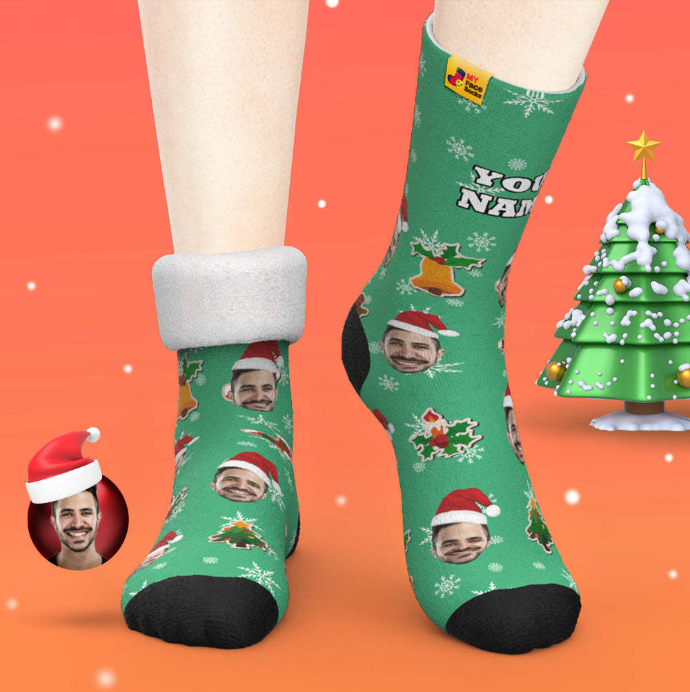 Custom Thick Socks Photo 3D Digital Printed Socks Autumn Winter Warm Socks Santa Claus Sock Christmas - MyFaceSocksAu