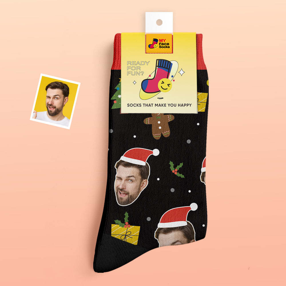 Custom Thick Socks Photo 3D Digital Printed Socks Autumn Winter Warm Socks Santa Claus Hats Christmas Gift - MyFaceSocksAu