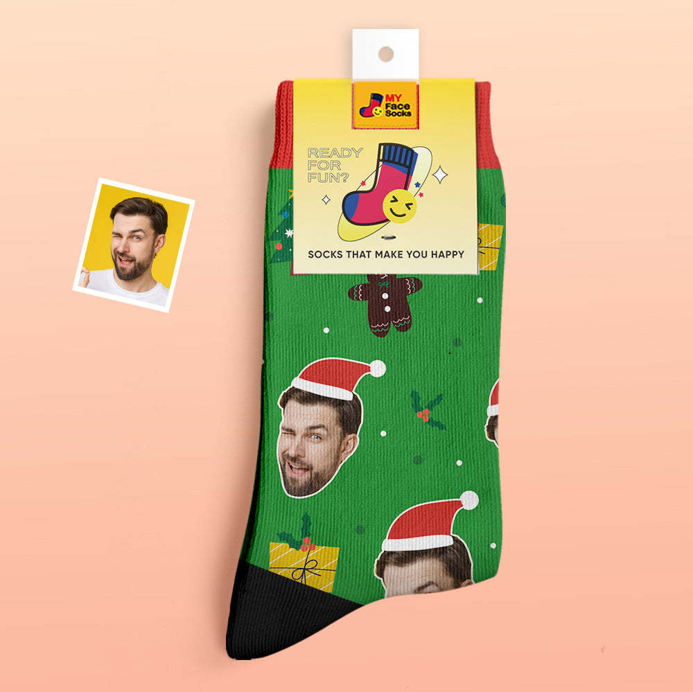 Custom Thick Socks Photo 3D Digital Printed Socks Autumn Winter Warm Socks Santa Claus Hats Christmas Gift - MyFaceSocksAu