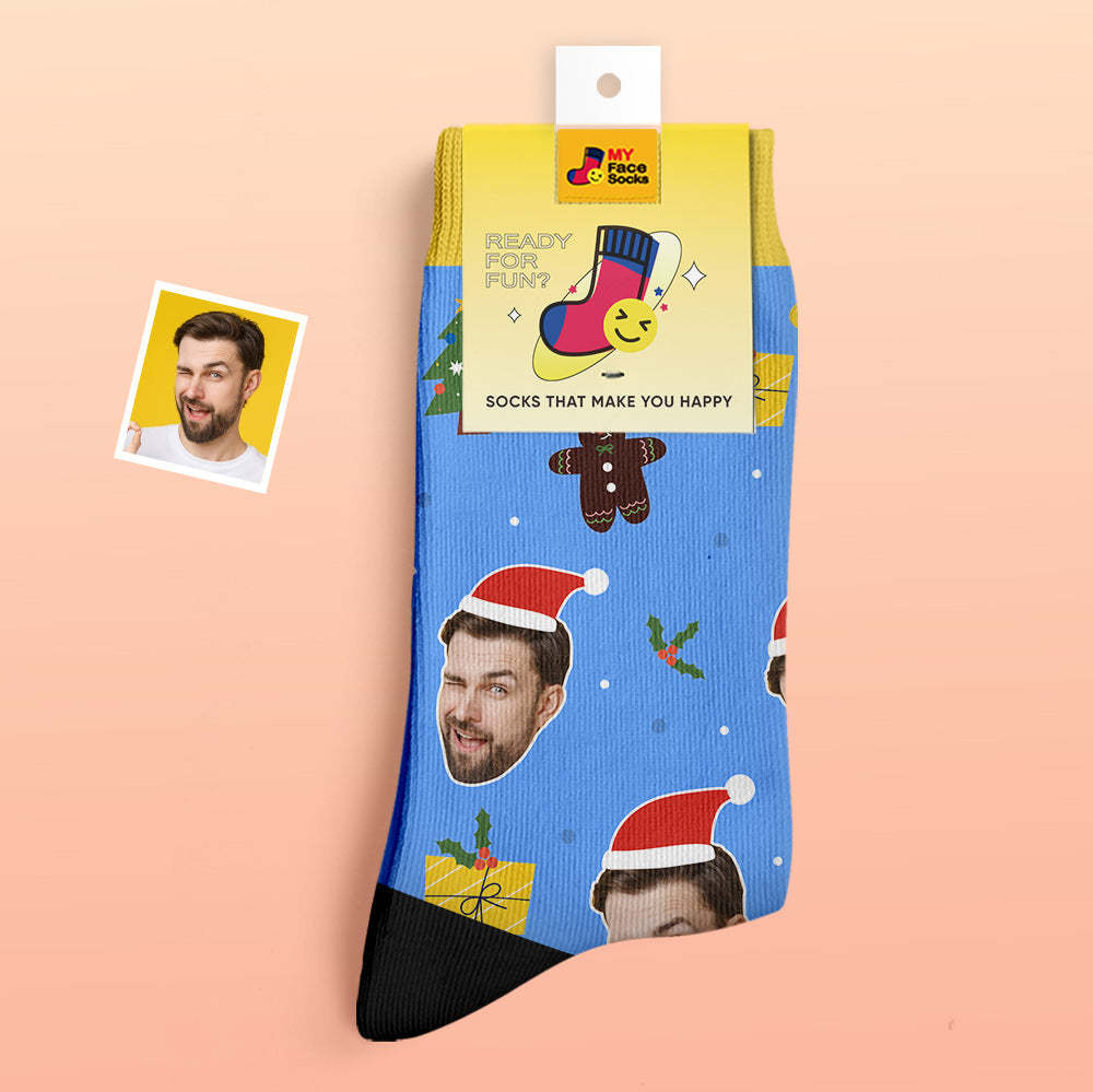 Custom Thick Socks Photo 3D Digital Printed Socks Autumn Winter Warm Socks Santa Claus Hats Christmas Gift - MyFaceSocksAu