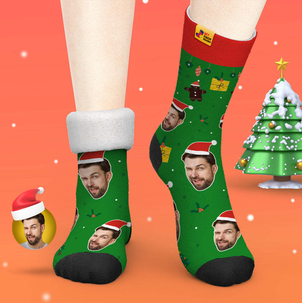 Custom Thick Socks Photo 3D Digital Printed Socks Autumn Winter Warm Socks Santa Claus Hats Christmas Gift - MyFaceSocksAu