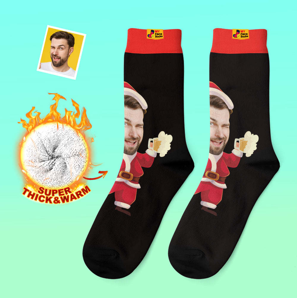 Custom Thick Socks Photo 3D Digital Printed Socks Autumn Winter Warm Socks Happy Face Socks Christmas Gift - MyFaceSocksAu