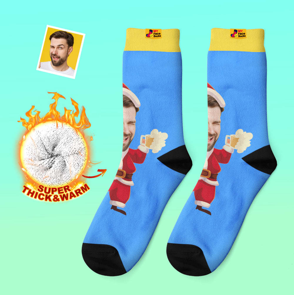 Custom Thick Socks Photo 3D Digital Printed Socks Autumn Winter Warm Socks Happy Face Socks Christmas Gift - MyFaceSocksAu