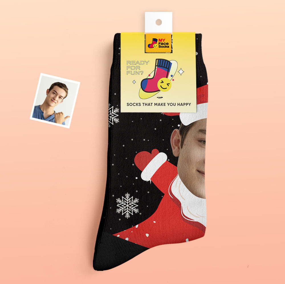 Custom Thick Socks Photo 3D Digital Printed Socks Autumn Winter Warm Socks Snow Santa Happy Face Socks Christmas Gift-MyFaceSocksAu