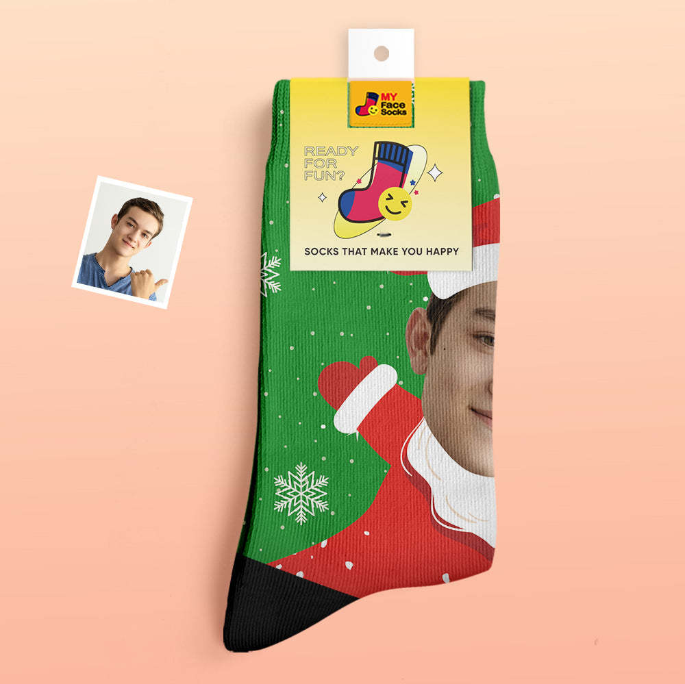 Custom Thick Socks Photo 3D Digital Printed Socks Autumn Winter Warm Socks Snow Santa Happy Face Socks Christmas Gift - MyFaceSocksAu
