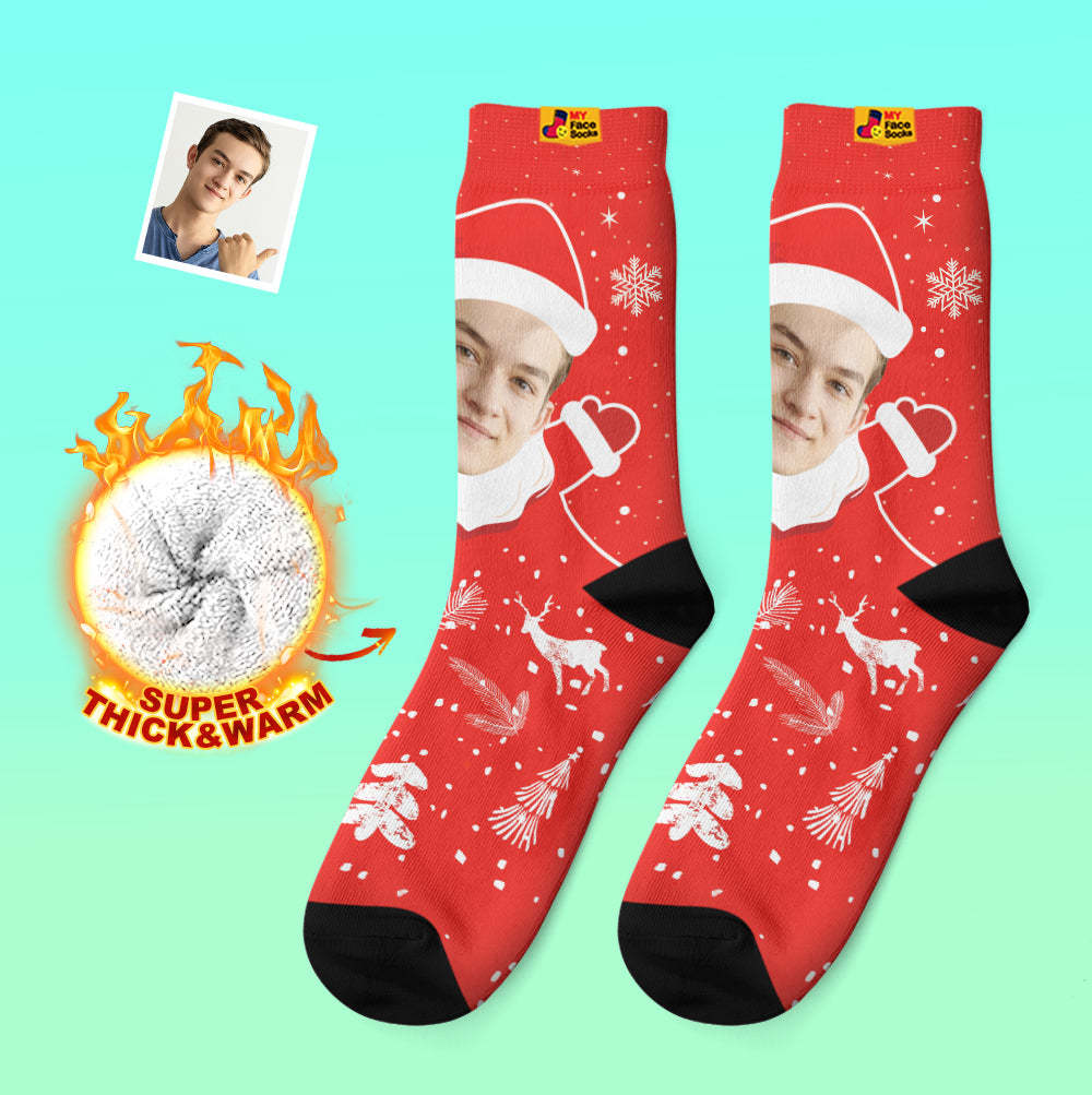 Custom Thick Socks Photo 3D Digital Printed Socks Autumn Winter Warm Socks Snow Santa Happy Face Socks Christmas Gift-MyFaceSocksAu