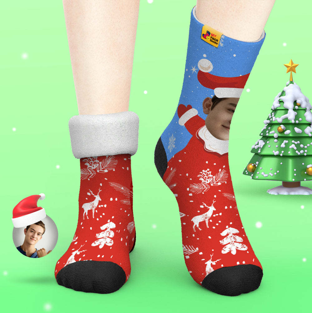 Custom Thick Socks Photo 3D Digital Printed Socks Autumn Winter Warm Socks Snow Santa Happy Face Socks Christmas Gift-MyFaceSocksAu