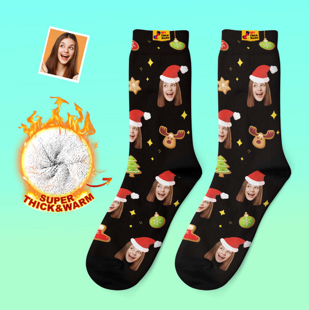 Custom Thick Socks Photo 3D Digital Printed Socks Autumn Winter Warm Socks Christmas Tree Decor Face Socks Funny Christmas Gift - MyFaceSocksAu