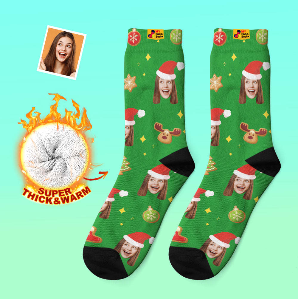 Custom Thick Socks Photo 3D Digital Printed Socks Autumn Winter Warm Socks Christmas Tree Decor Face Socks Funny Christmas Gift - MyFaceSocksAu