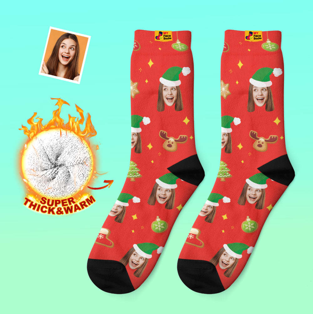 Custom Thick Socks Photo 3D Digital Printed Socks Autumn Winter Warm Socks Christmas Tree Decor Face Socks Funny Christmas Gift - MyFaceSocksAu