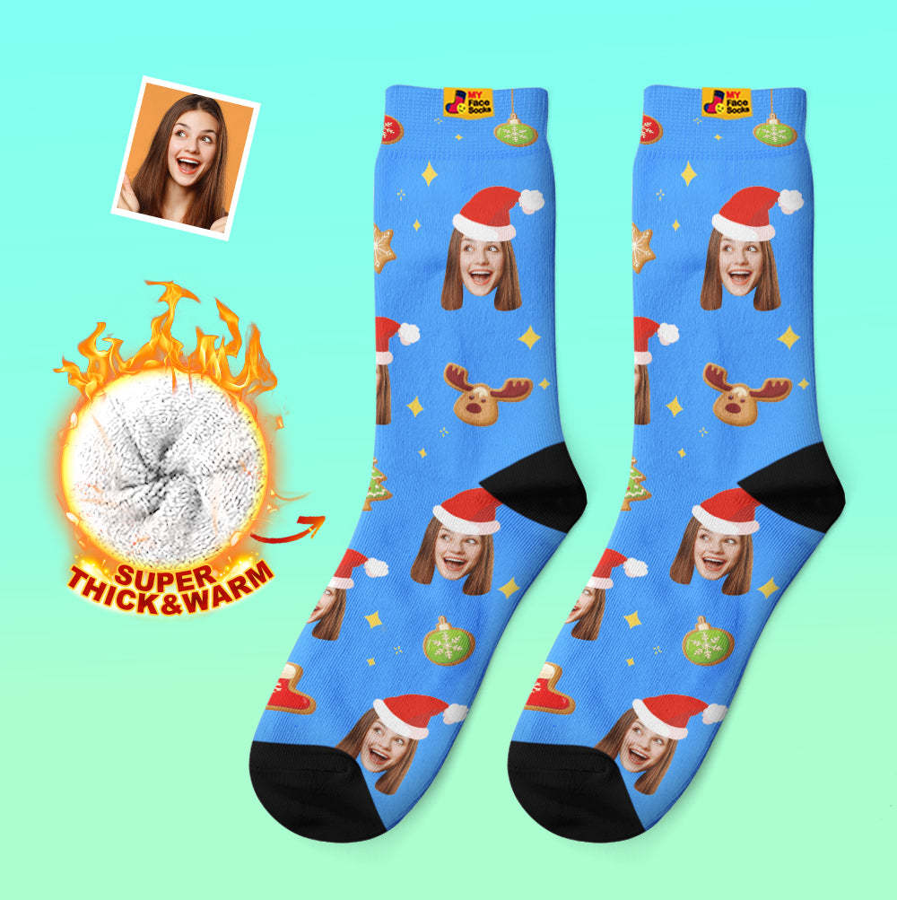 Custom Thick Socks Photo 3D Digital Printed Socks Autumn Winter Warm Socks Christmas Tree Decor Face Socks Funny Christmas Gift - MyFaceSocksAu