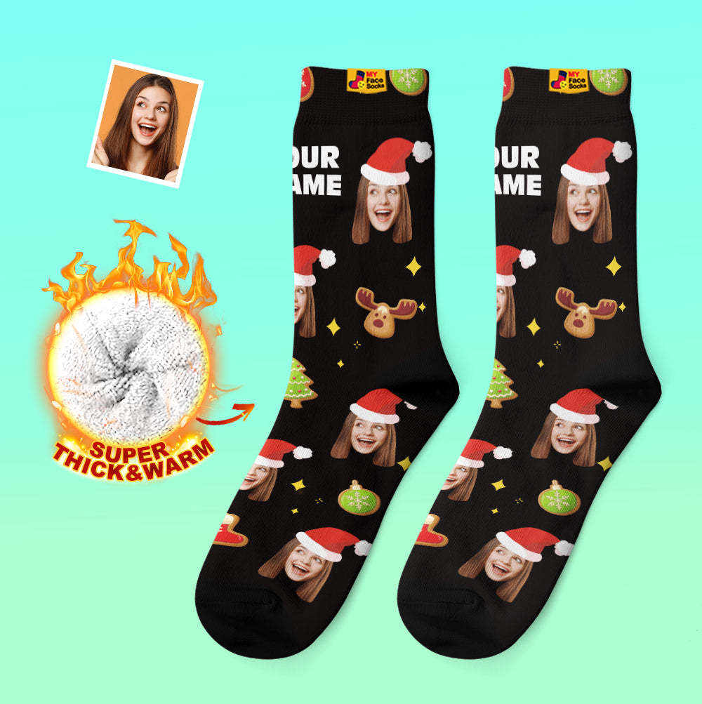 Custom Thick Socks Photo 3D Digital Printed Socks Autumn Winter Warm Socks Christmas Tree Decor Face Socks Funny Christmas Gift - MyFaceSocksAu