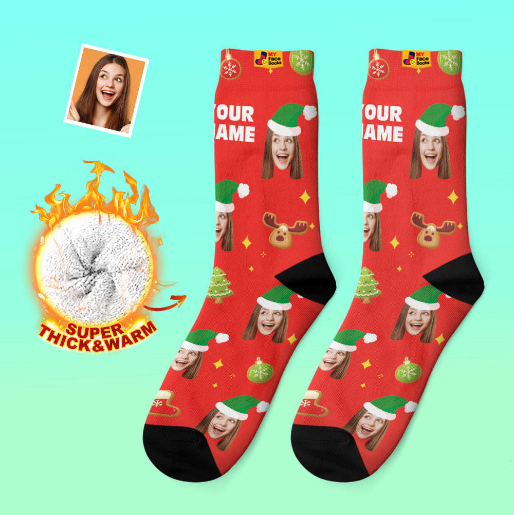 Custom Thick Socks Photo 3D Digital Printed Socks Autumn Winter Warm Socks Christmas Tree Decor Face Socks Funny Christmas Gift - MyFaceSocksAu