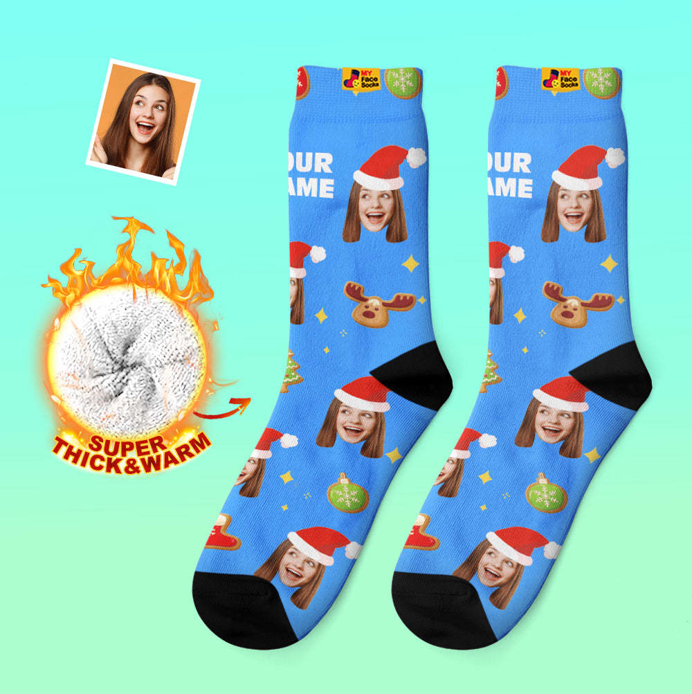 Custom Thick Socks Photo 3D Digital Printed Socks Autumn Winter Warm Socks Christmas Tree Decor Face Socks Funny Christmas Gift - MyFaceSocksAu